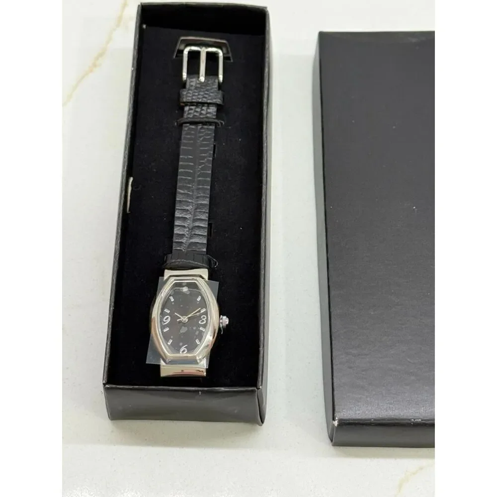 Avon Genuine Diamond Watch Black Textured Strap – New in Box